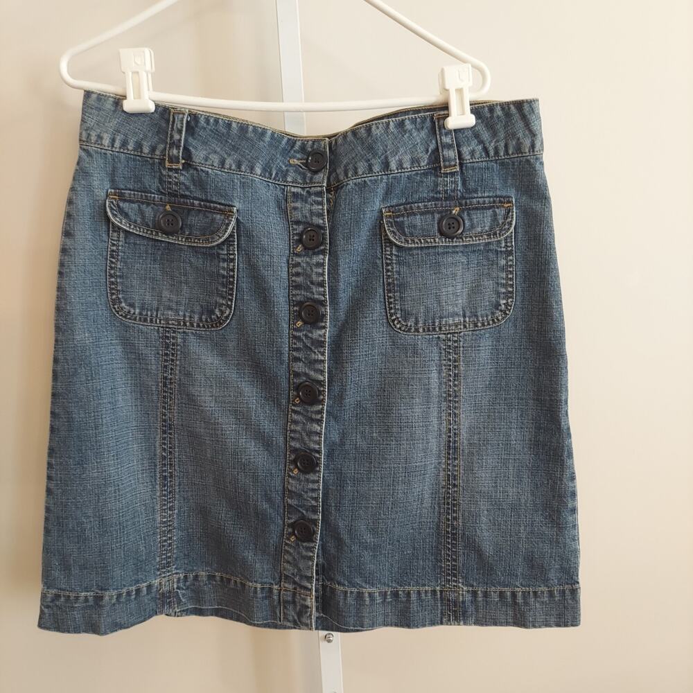 Vintage‎ Old Navy Jean Skirt Big Buttons Preppy A-Line Large Preppy